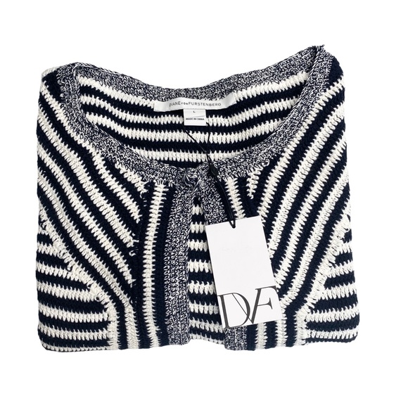 new DVF ☾ Striped Cardigan Sweater ☾ Midnight - Picture 9 of 16